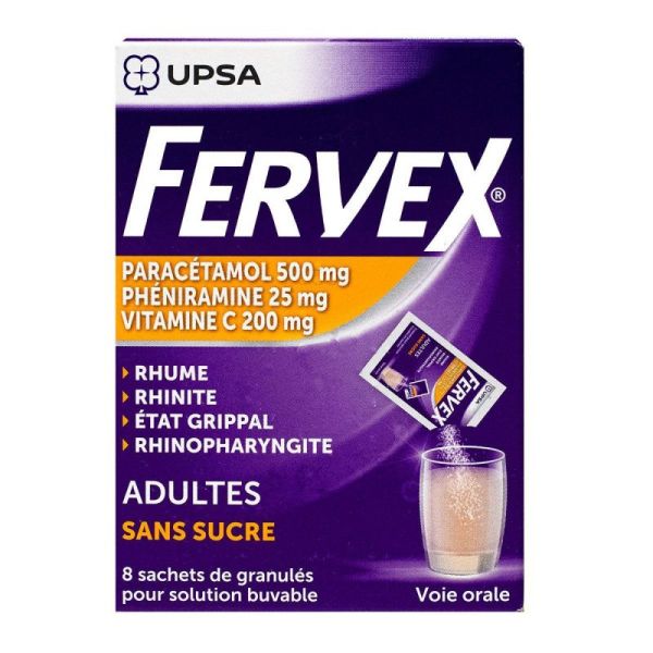 Fervex Ss Sucre 8 Sachets Adul