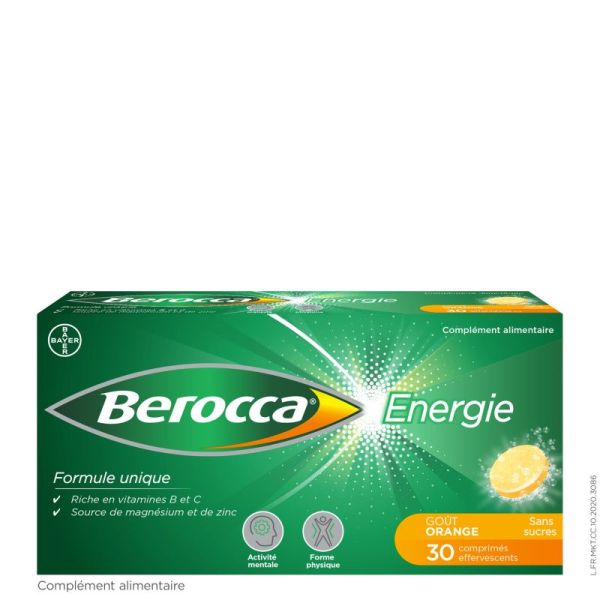 Berocca Énergie Goût Orange 60 Comprimés Effervescents Sans Sucres Pack Eco  - La Pharmacie de Pierre